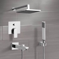 Tub and Shower Faucet Set with Handheld and Rain Shower Head